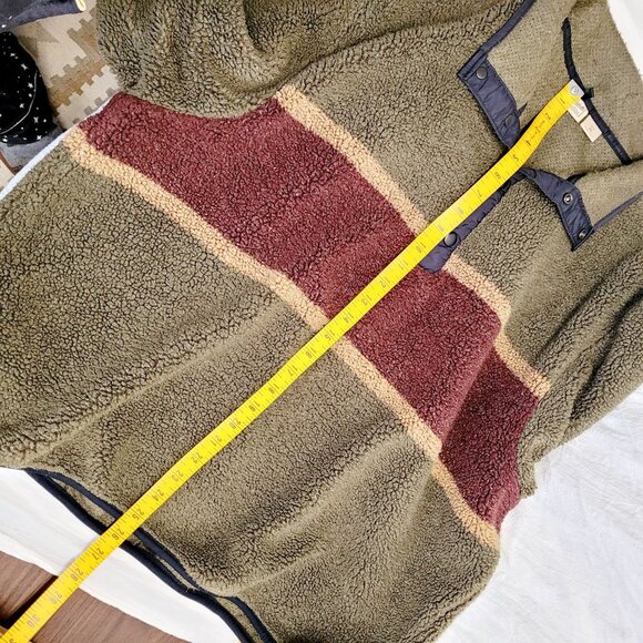 Vintage ‘00s Woolrich Green Red Two Tone Fleece Henley Jacket Mens Size XL - Picture 7 of 12